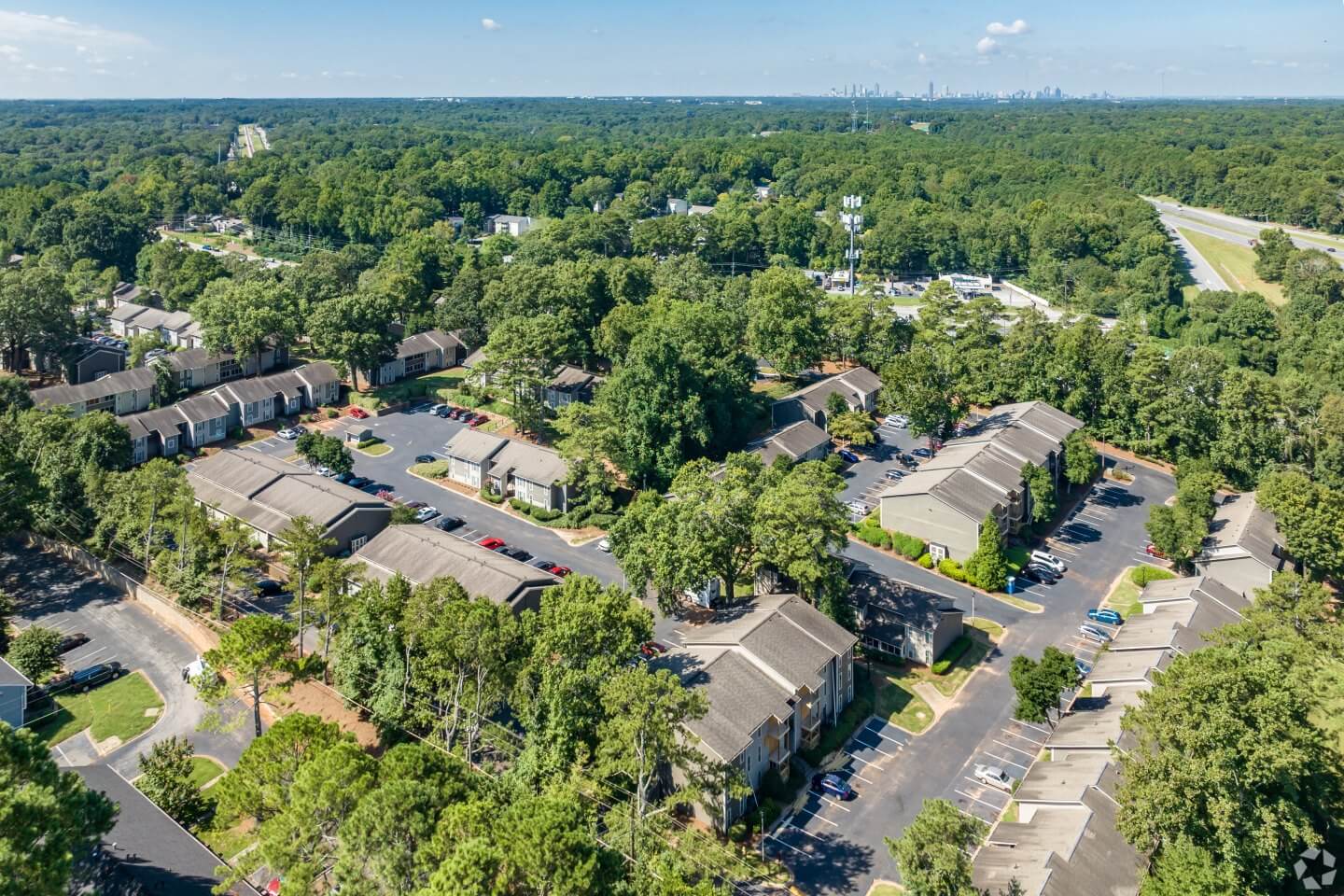 aerial view of the ellis clarkston apartments with gym